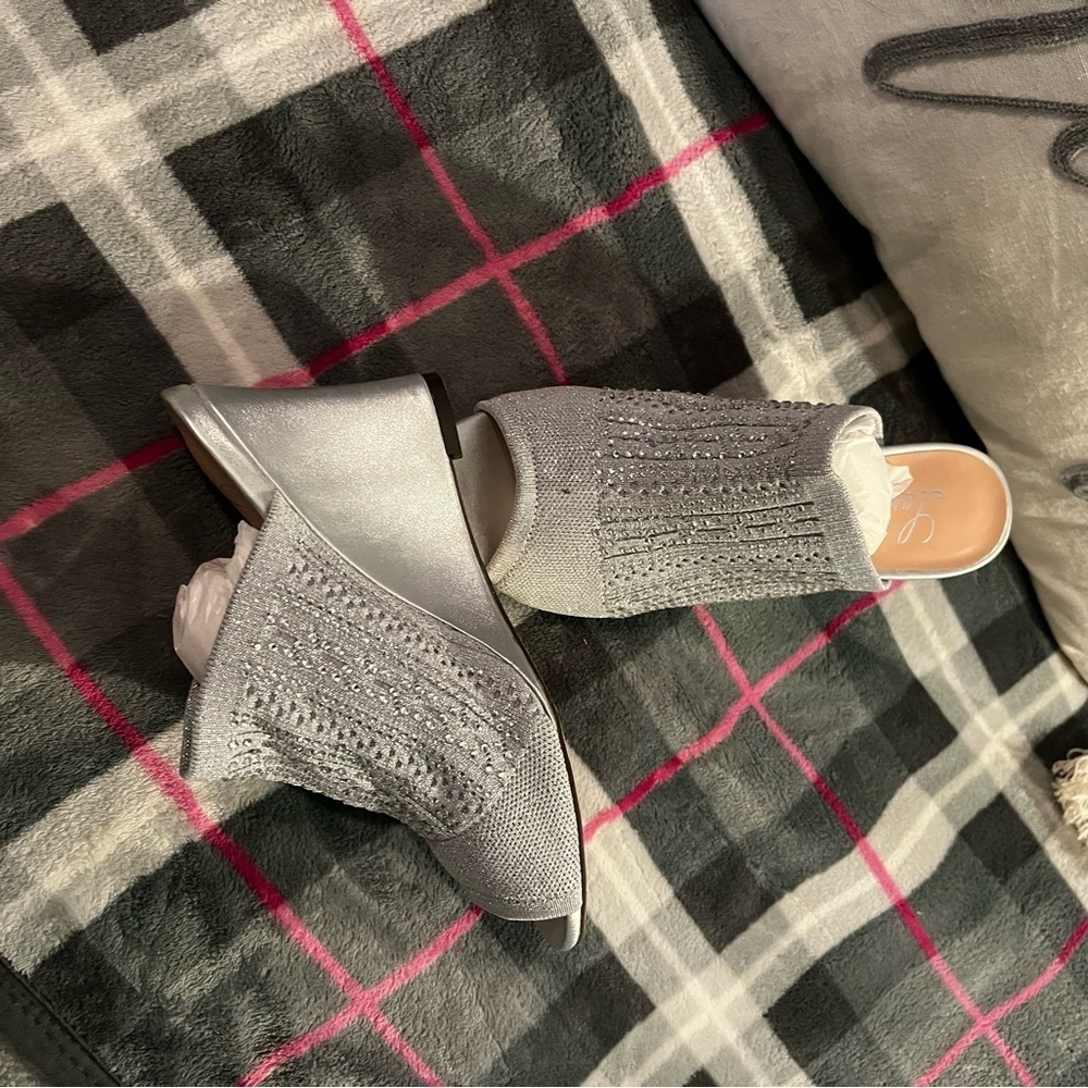 Lauren Lorraine Elegant Silver Women's Mules​​​​